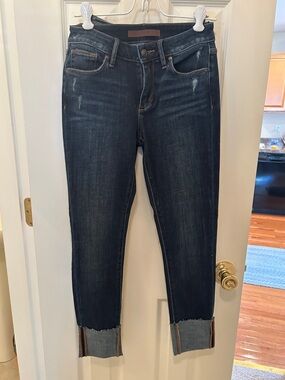 Joe's Jeans Dark Indigo Cropped Skinny Jeans with Cuffed Hem